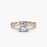Thumbnail for 14K Rose Gold / Cushion Solitaire with Eternity Pavé
