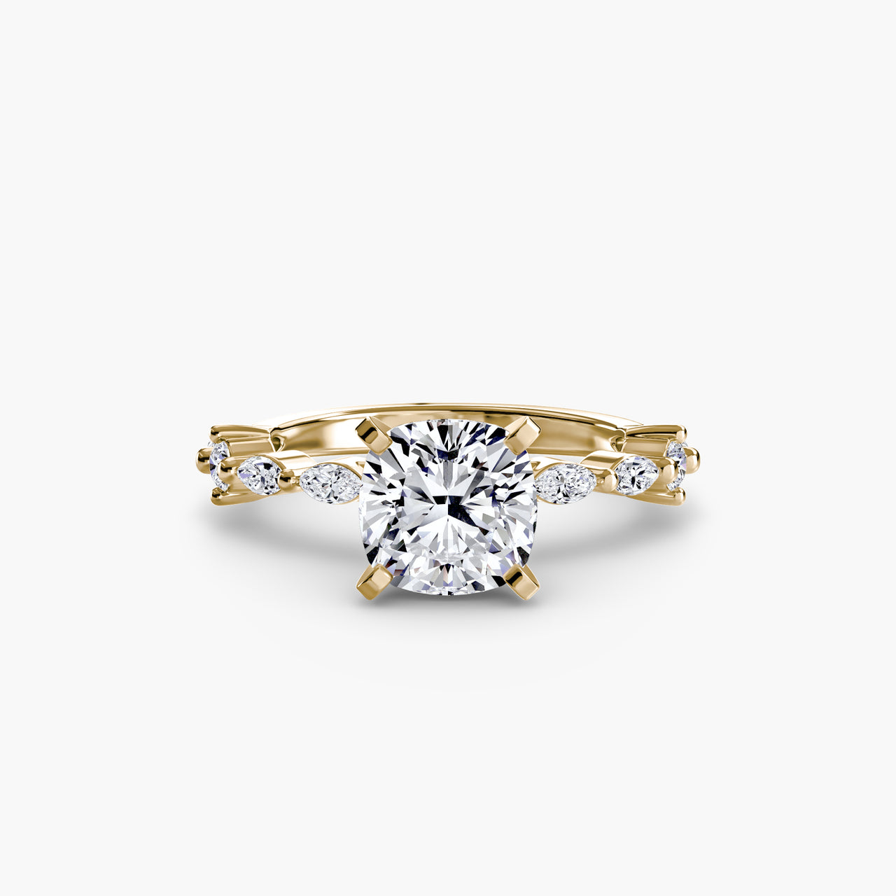 14K Yellow Gold / Cushion Solitaire with Eternity Pavé