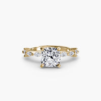 Thumbnail for 14K Yellow Gold / Cushion Solitaire with Eternity Pavé