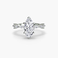 Thumbnail for 14K White Gold / Marquise Solitaire with Eternity Pavé
