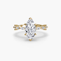 Thumbnail for 14K Yellow Gold / Marquise Solitaire with Eternity Pavé