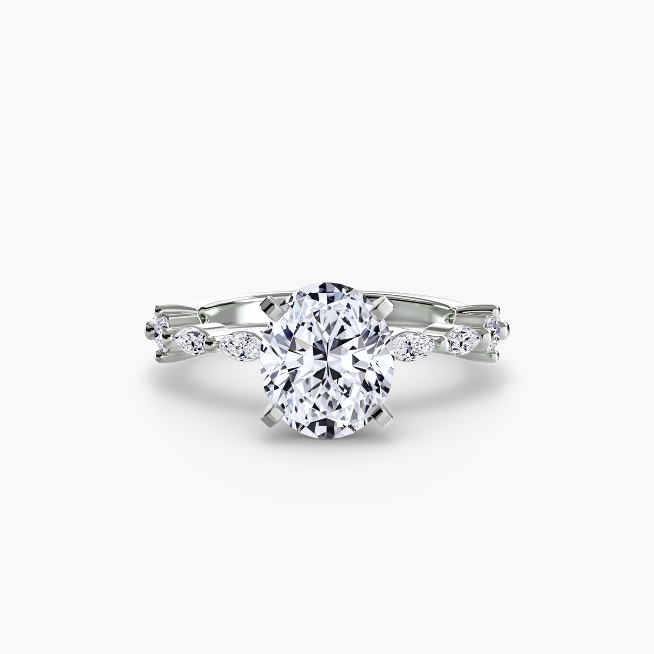 14K White Gold / Oval Solitaire with Eternity Pavé