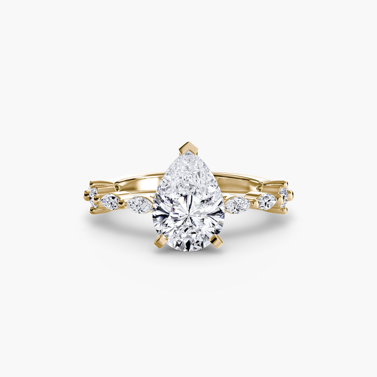 14K Yellow Gold / Pear Solitaire with Eternity Pavé