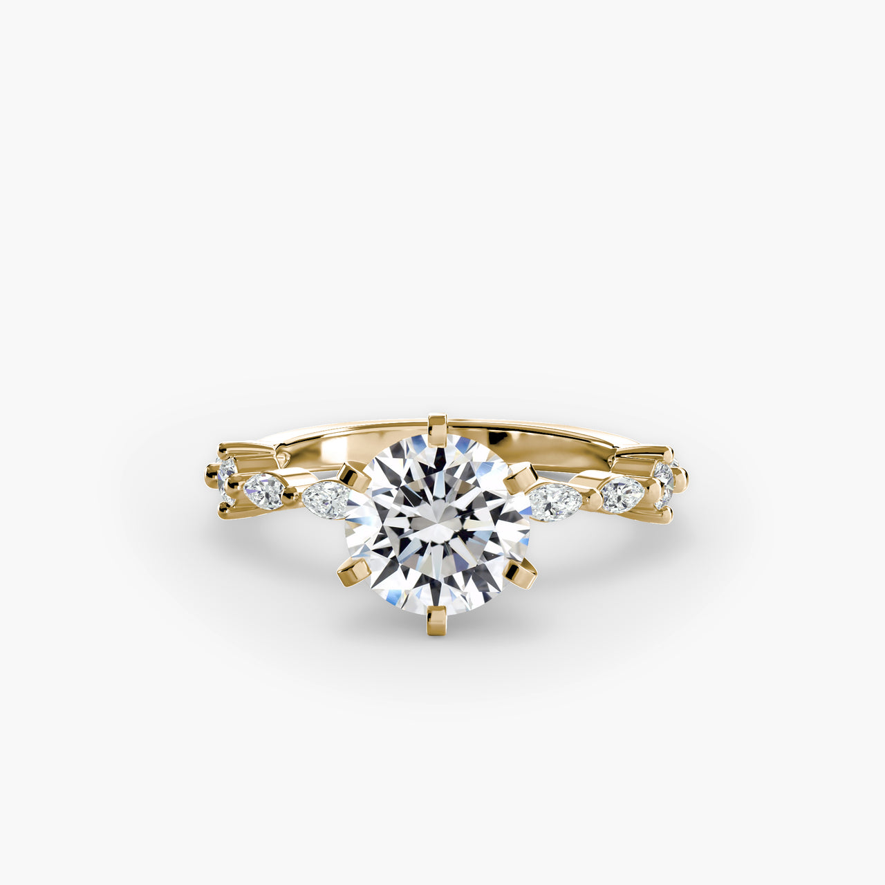 14K Yellow Gold / Round Solitaire with Eternity Pavé