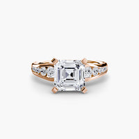 Thumbnail for 14K Rose Gold / Asscher Solitaire with Pavé 2