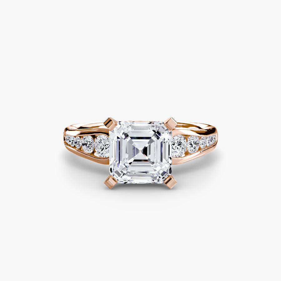14K Rose Gold / Asscher Solitaire with Pavé 2