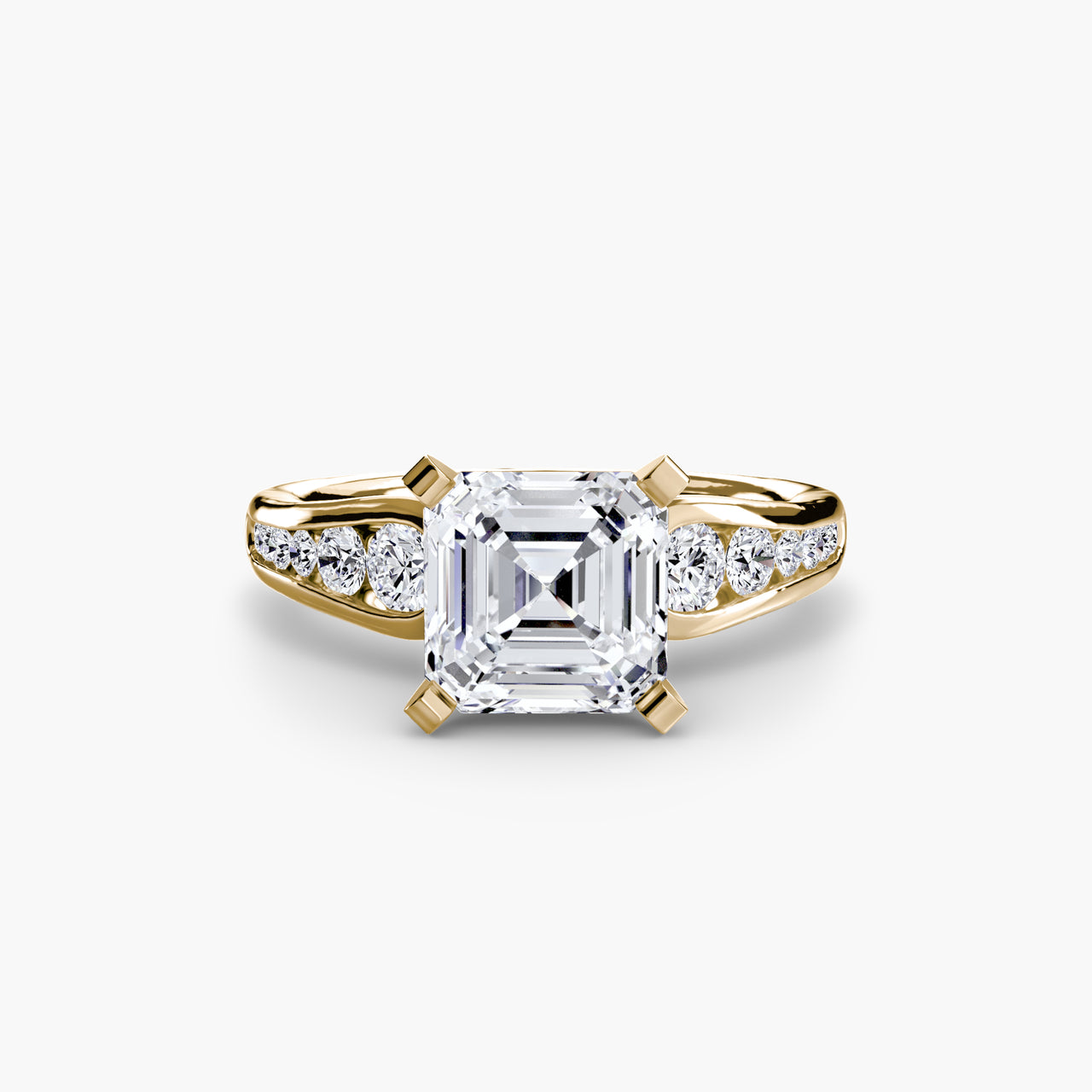 14K Yellow Gold / Asscher Solitaire with Pavé 2