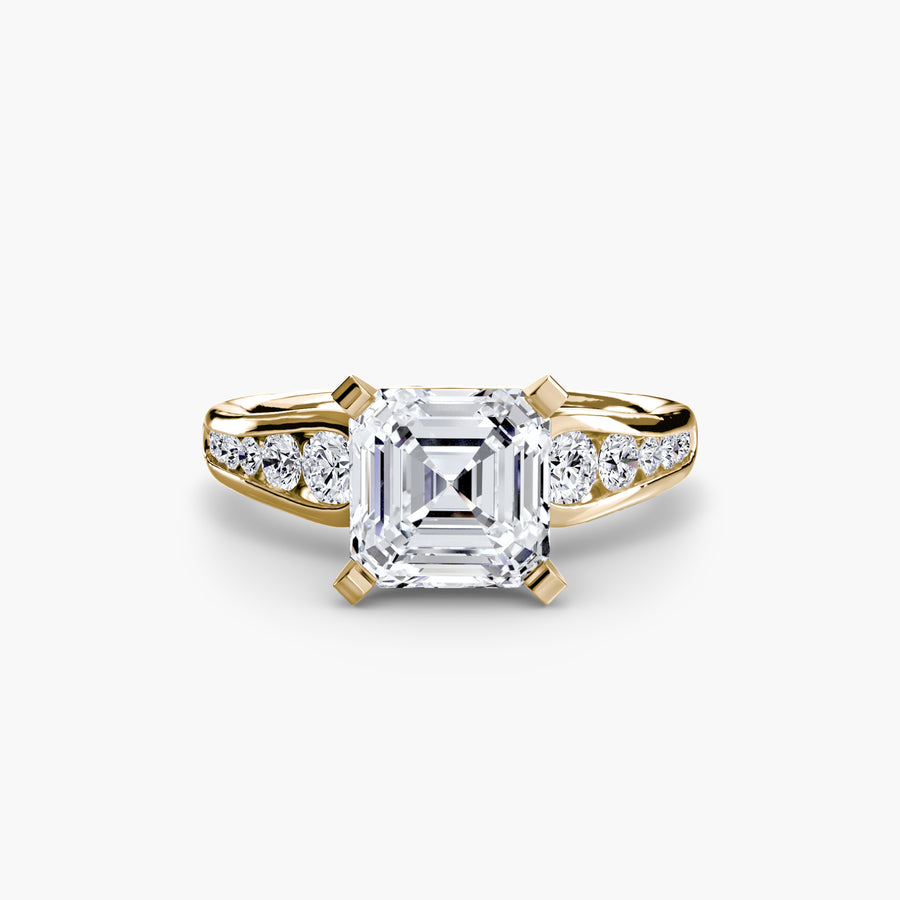 14K Yellow Gold / Asscher Solitaire with Pavé 2