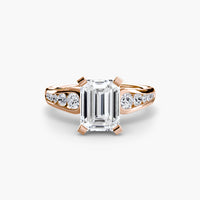 Thumbnail for 14K Rose Gold / Emerald Solitaire with Pavé 2