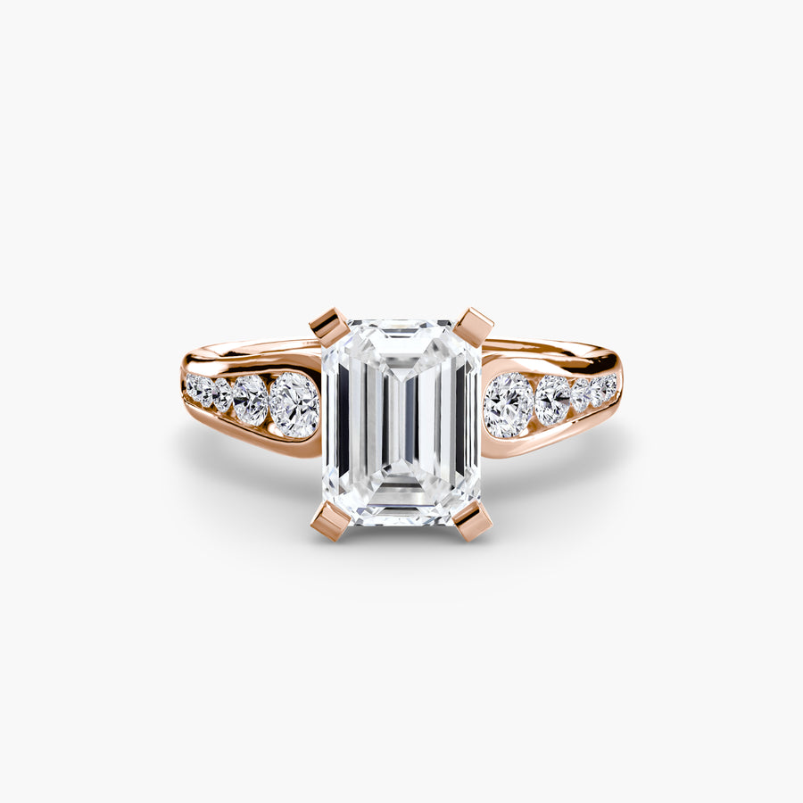 14K Rose Gold / Emerald Solitaire with Pavé 2