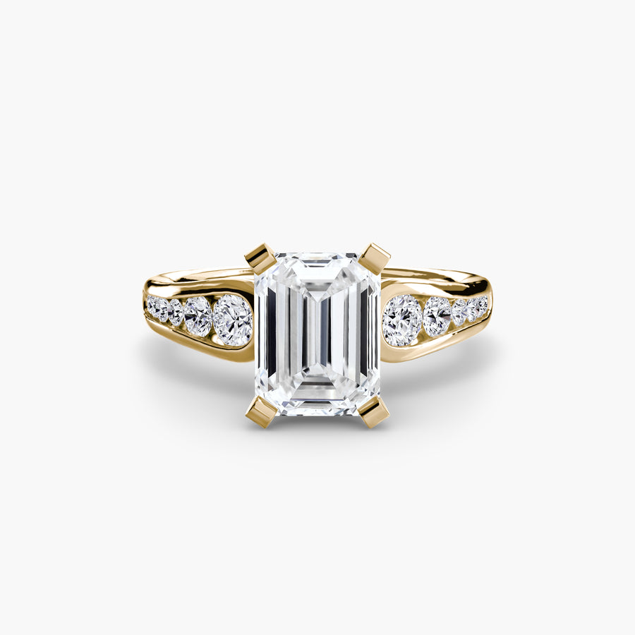 14K Yellow Gold / Emerald Solitaire with Pavé 2
