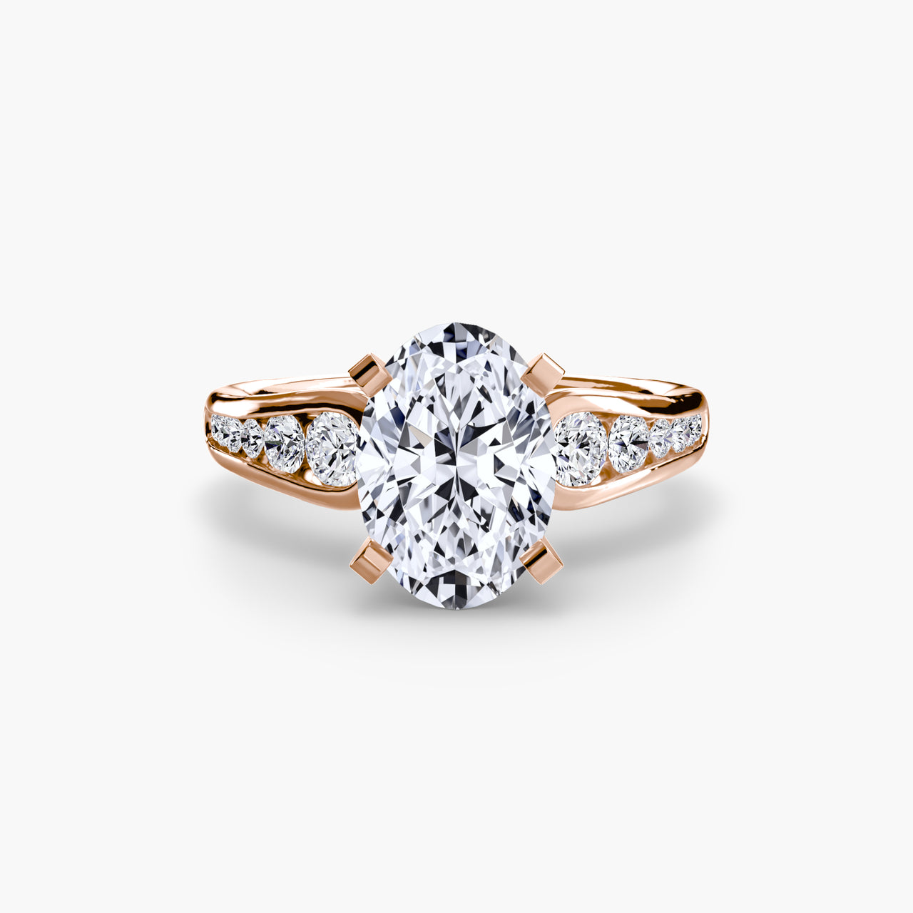 14K Rose Gold / Oval Solitaire with Pavé 2