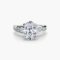 Thumbnail for 14K White Gold / Oval Solitaire with Pavé 2