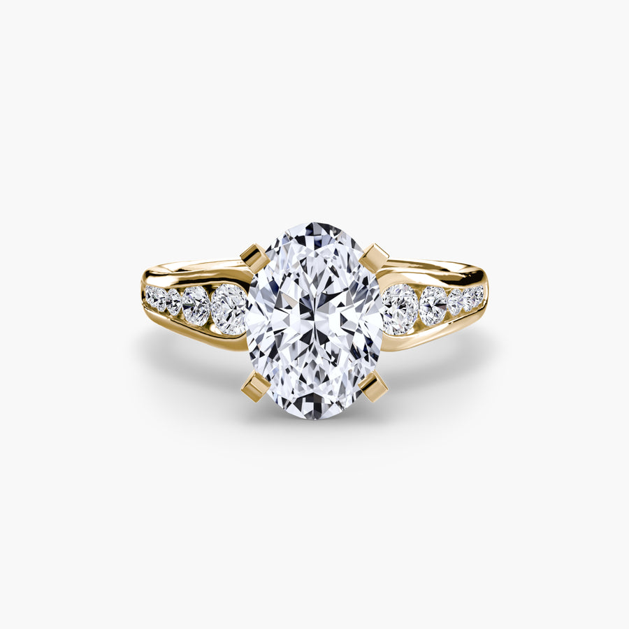 14K Yellow Gold / Oval Solitaire with Pavé 2
