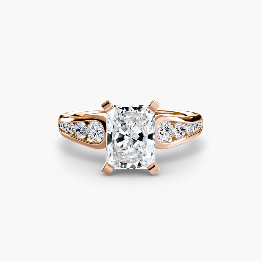 14K Rose Gold / Radiant Solitaire with Pavé 2