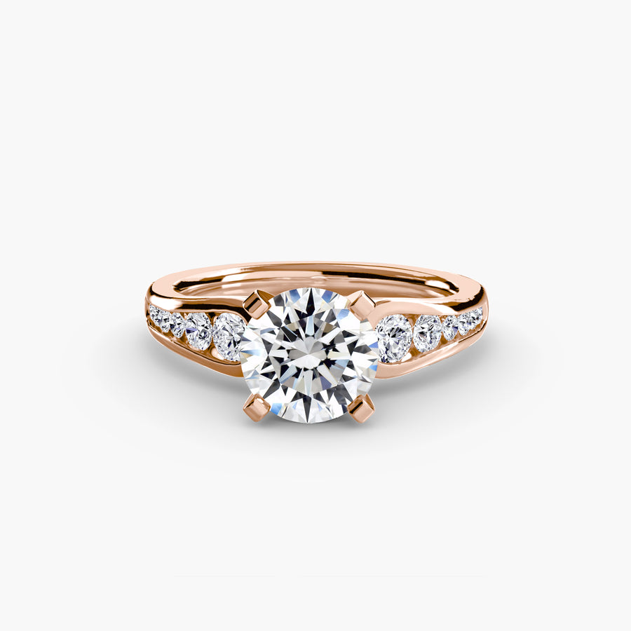 14K Rose Gold / Round Solitaire with Pavé 2