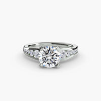 Thumbnail for 14K White Gold / Round Solitaire with Pavé 2