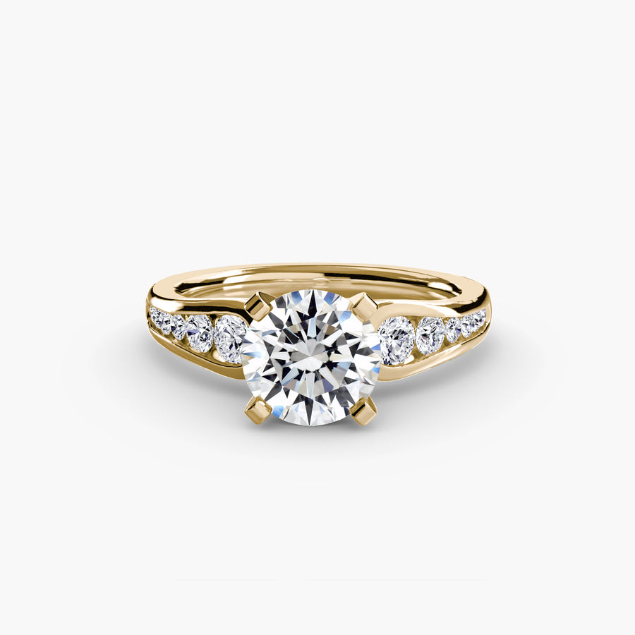 14K Yellow Gold / Round Solitaire with Pavé 2
