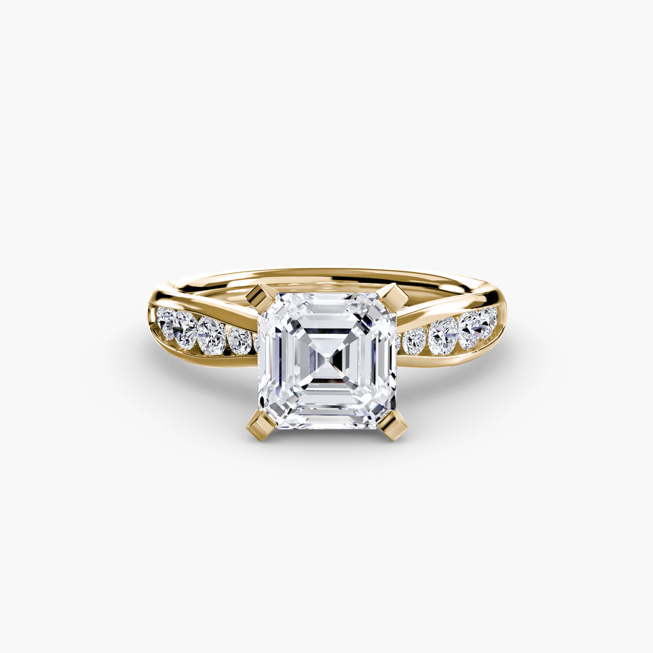14K Yellow Gold / Asscher Solitaire with Pavé 3