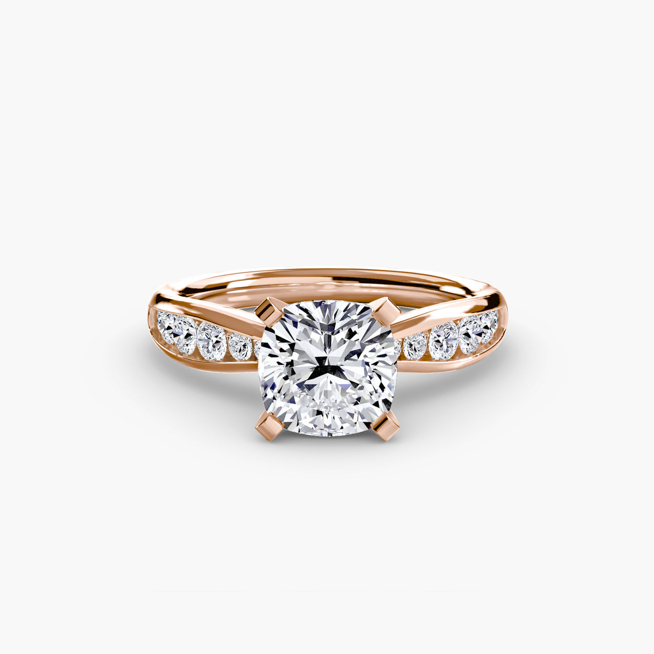 14K Rose Gold / Cushion Solitaire with Pavé 3