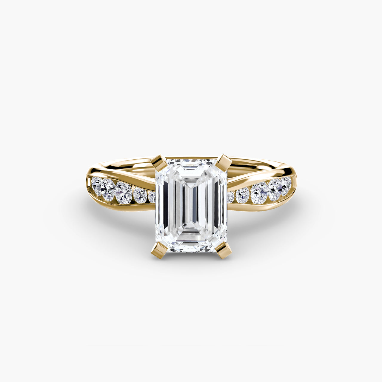 14K Yellow Gold / Emerald Solitaire with Pavé 3