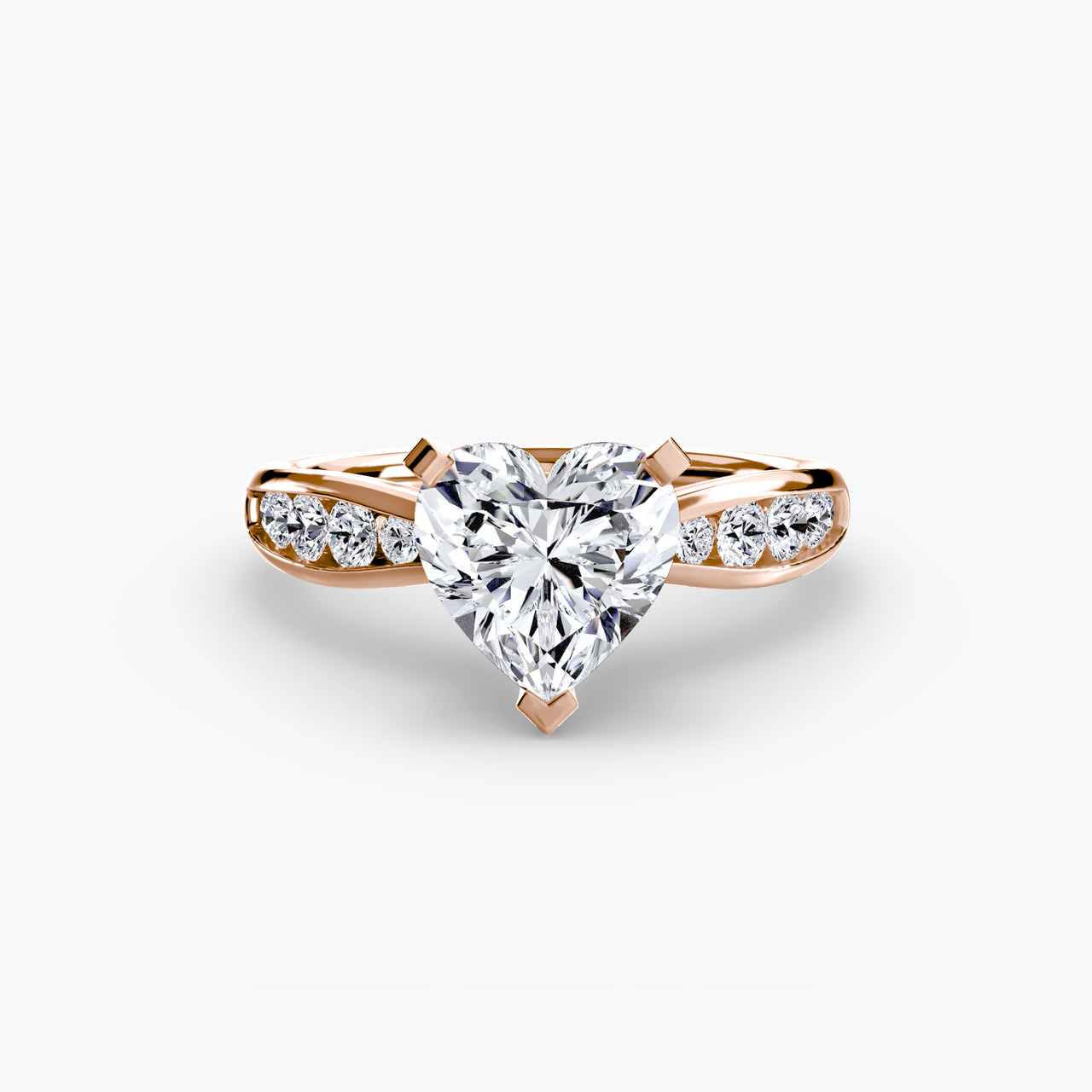 14K Rose Gold / Heart Solitaire with Pavé 3