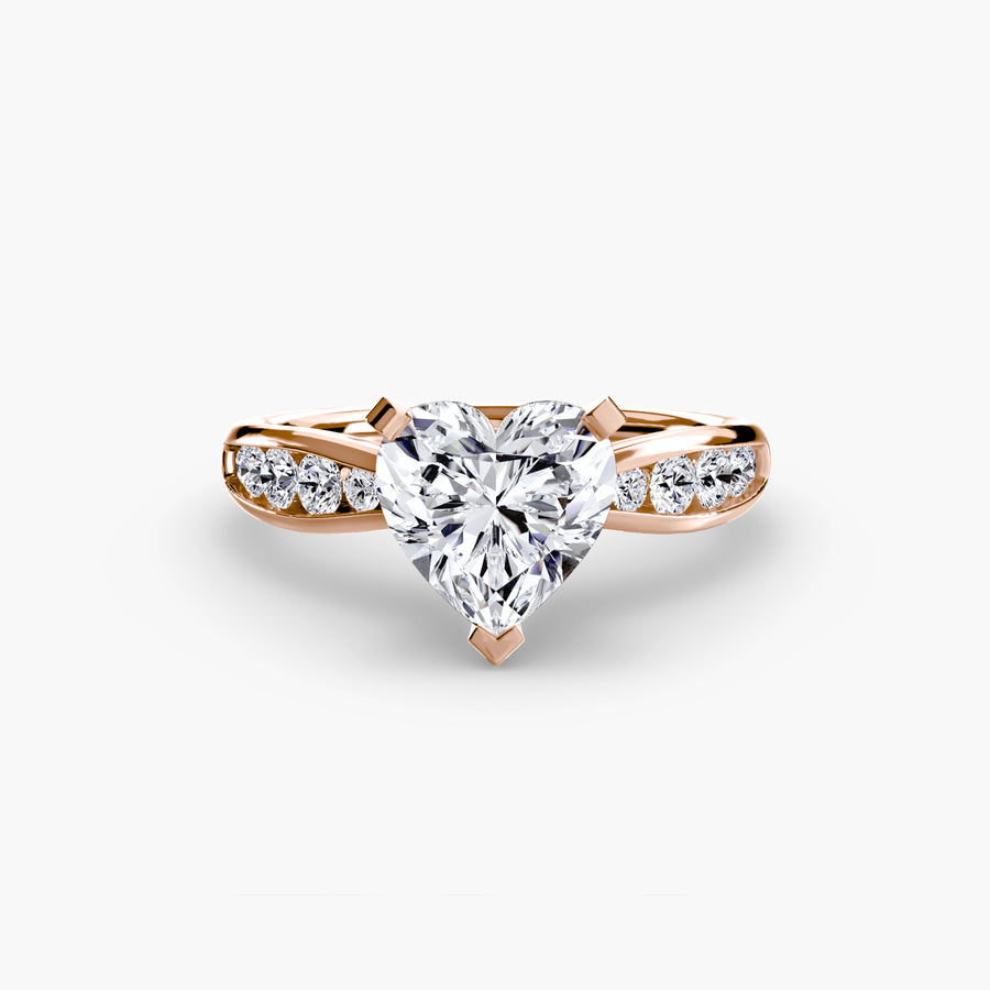 14K Rose Gold / Heart Solitaire with Pavé 3