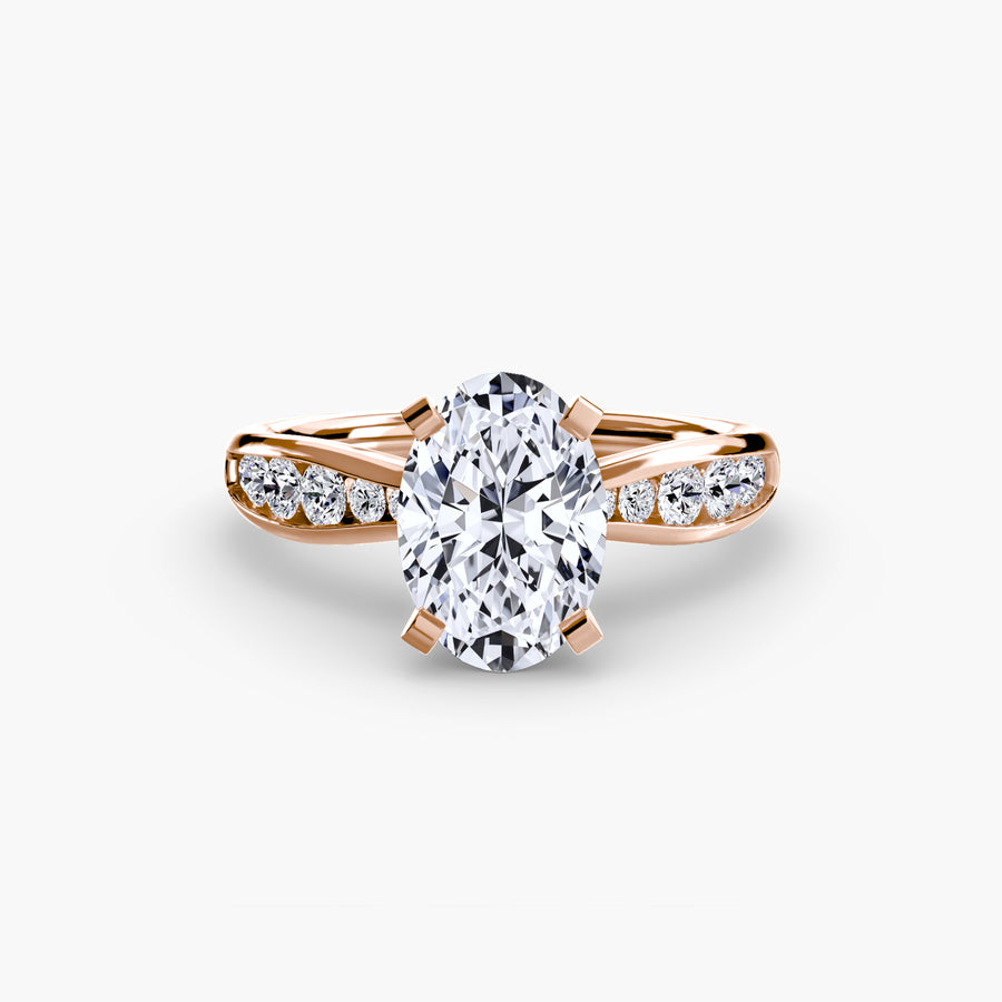 14K Rose Gold / Oval Solitaire with Pavé 3