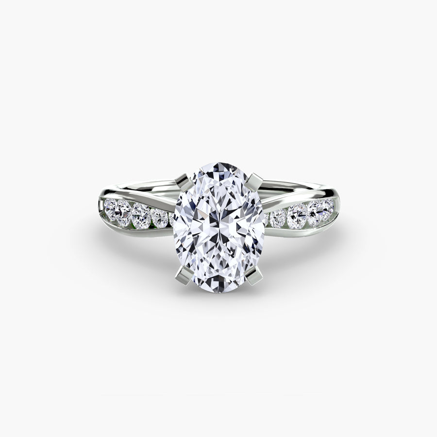14K White Gold / Oval Solitaire with Pavé 3