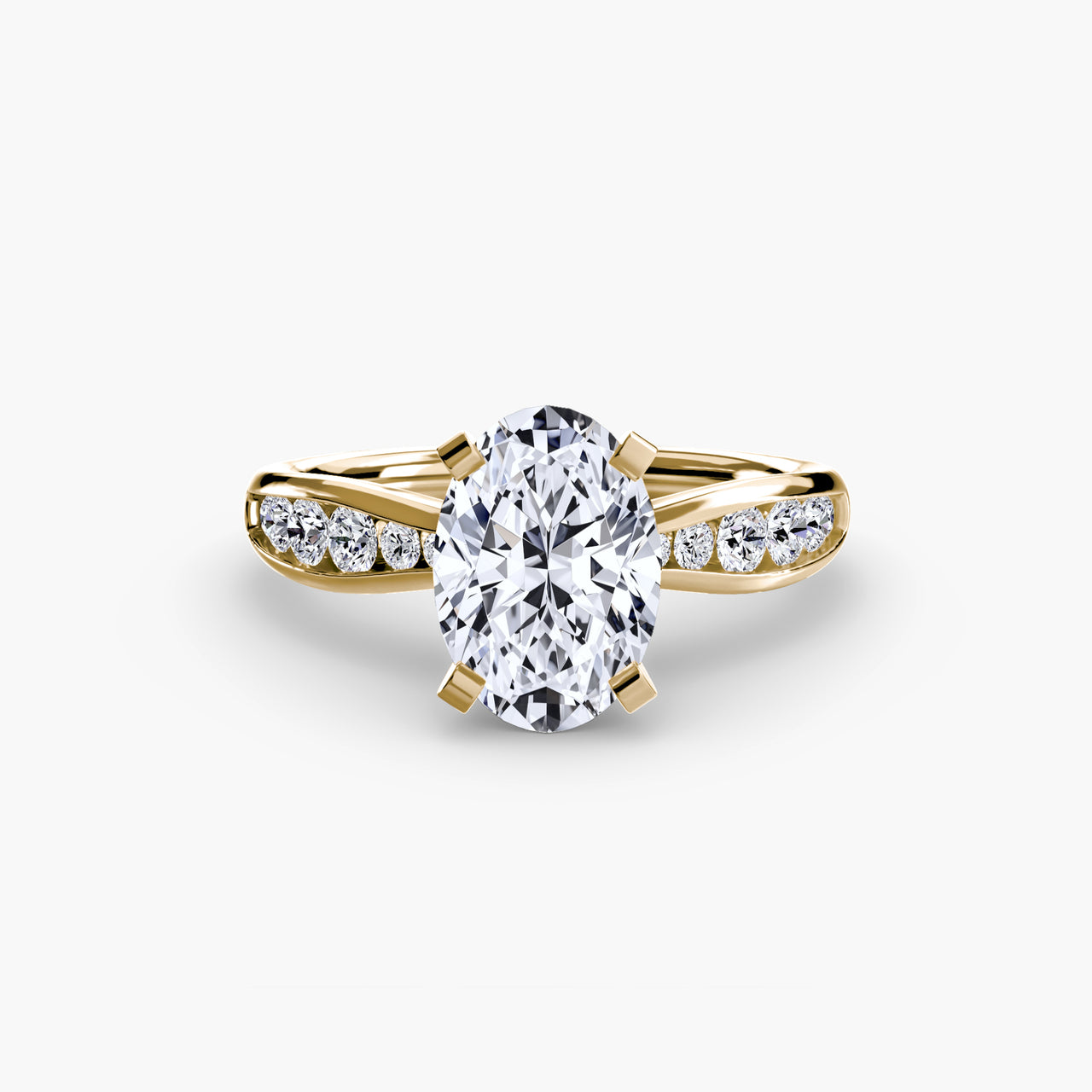 14K Yellow Gold / Oval Solitaire with Pavé 3