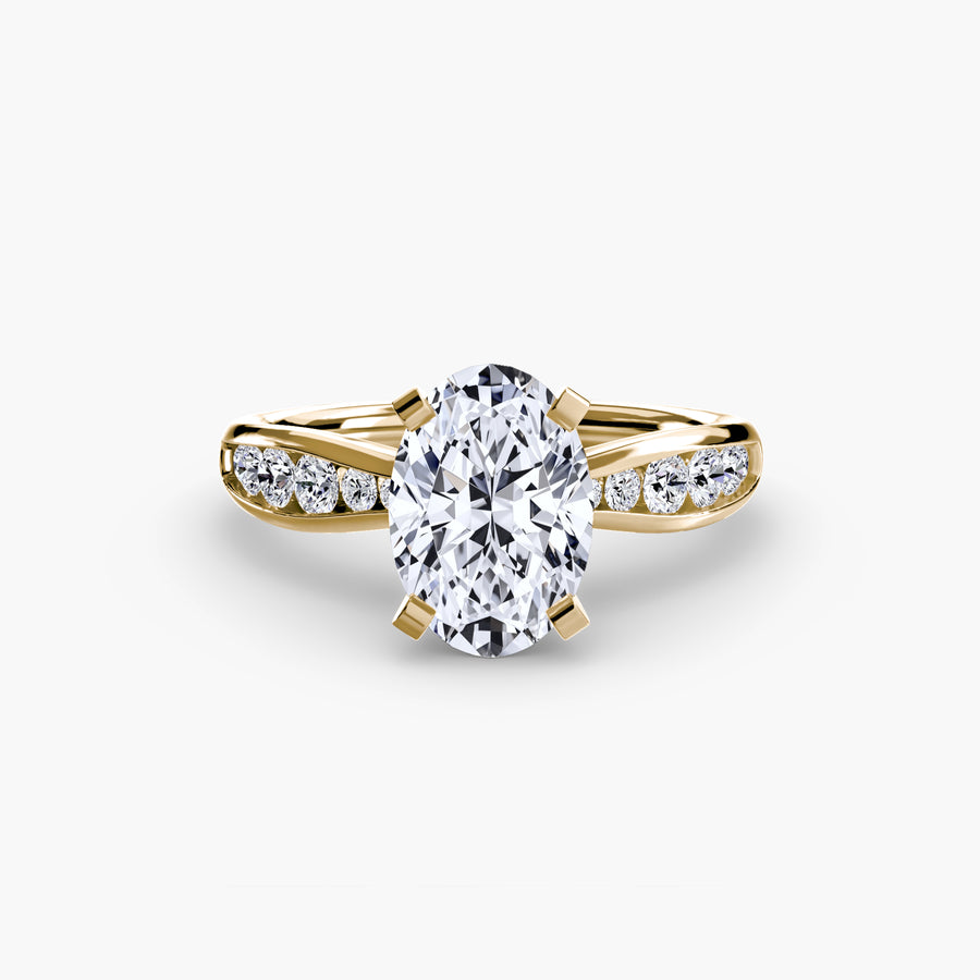 14K Yellow Gold / Oval Solitaire with Pavé 3