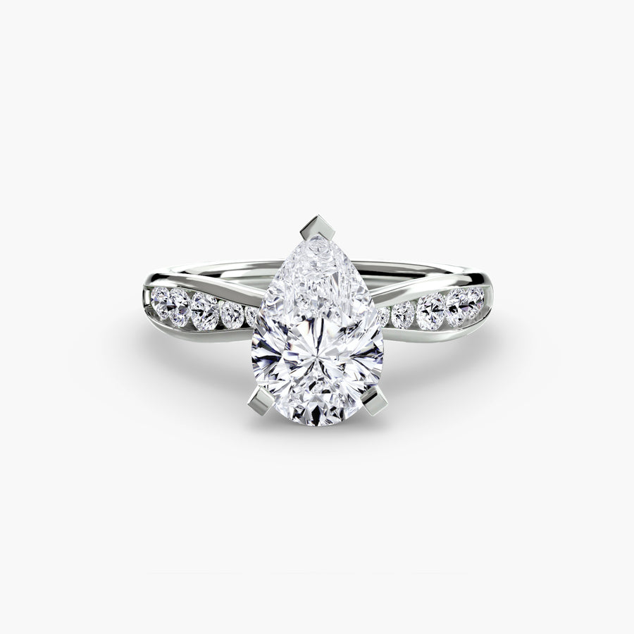 14K White Gold / Pear Solitaire with Pavé 3
