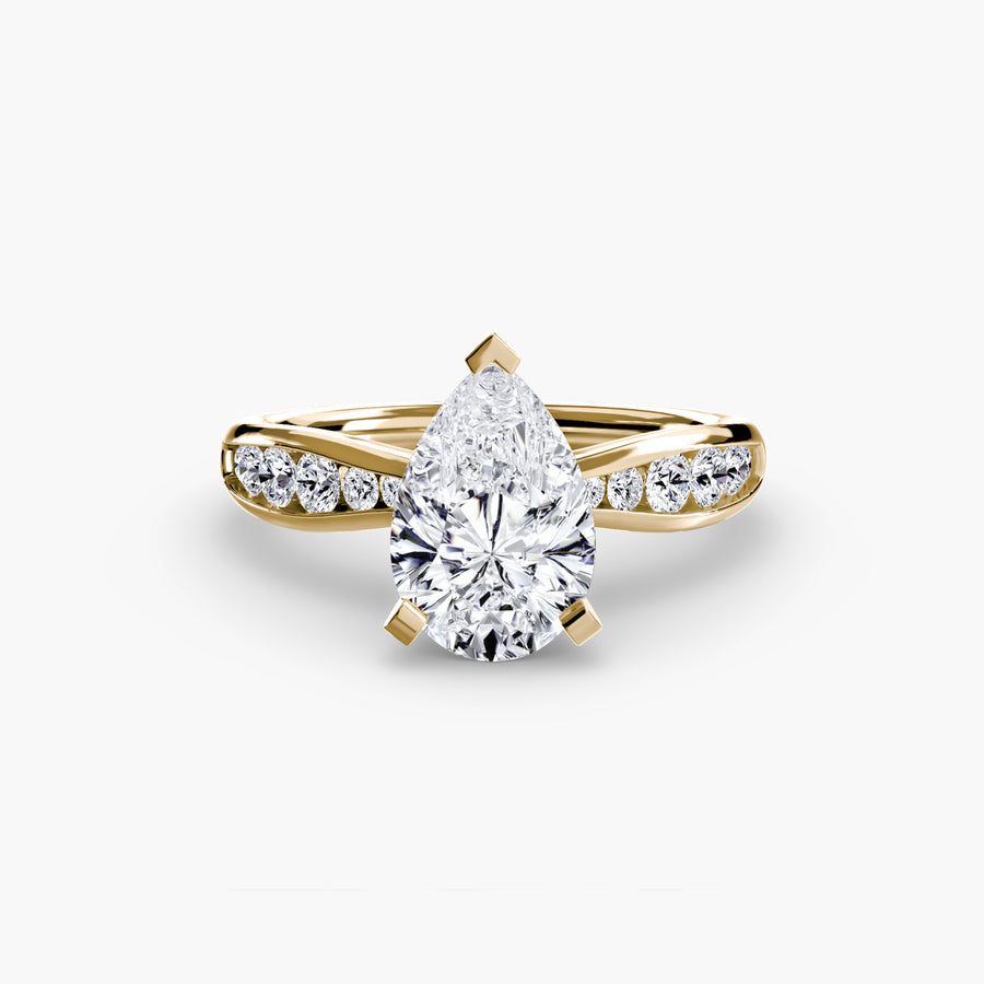 14K Yellow Gold / Pear Solitaire with Pavé 3
