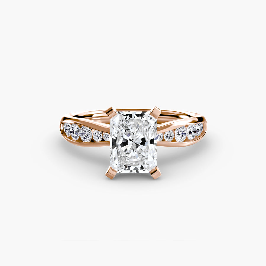 14K Rose Gold / Radiant Solitaire with Pavé 3