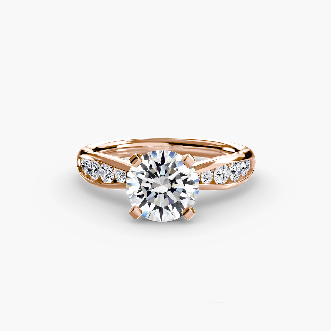 14K Rose Gold / Round Solitaire with Pavé 3