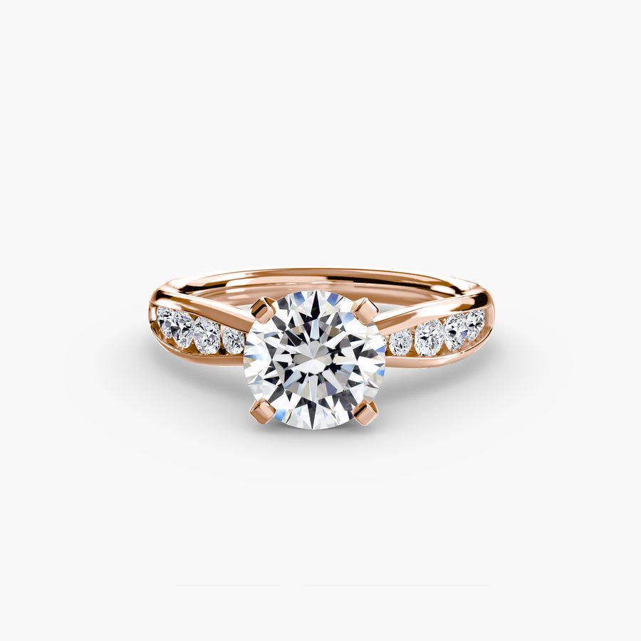 14K Rose Gold / Round Solitaire with Pavé 3