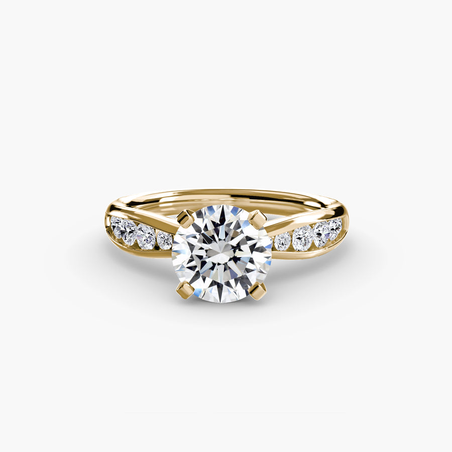 14K Yellow Gold / Round Solitaire with Pavé 3