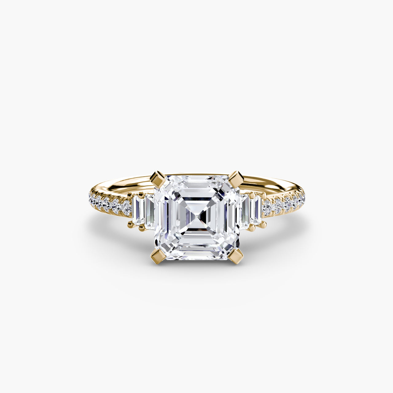 14K Yellow Gold / Asscher Solitaire with Pavé 4