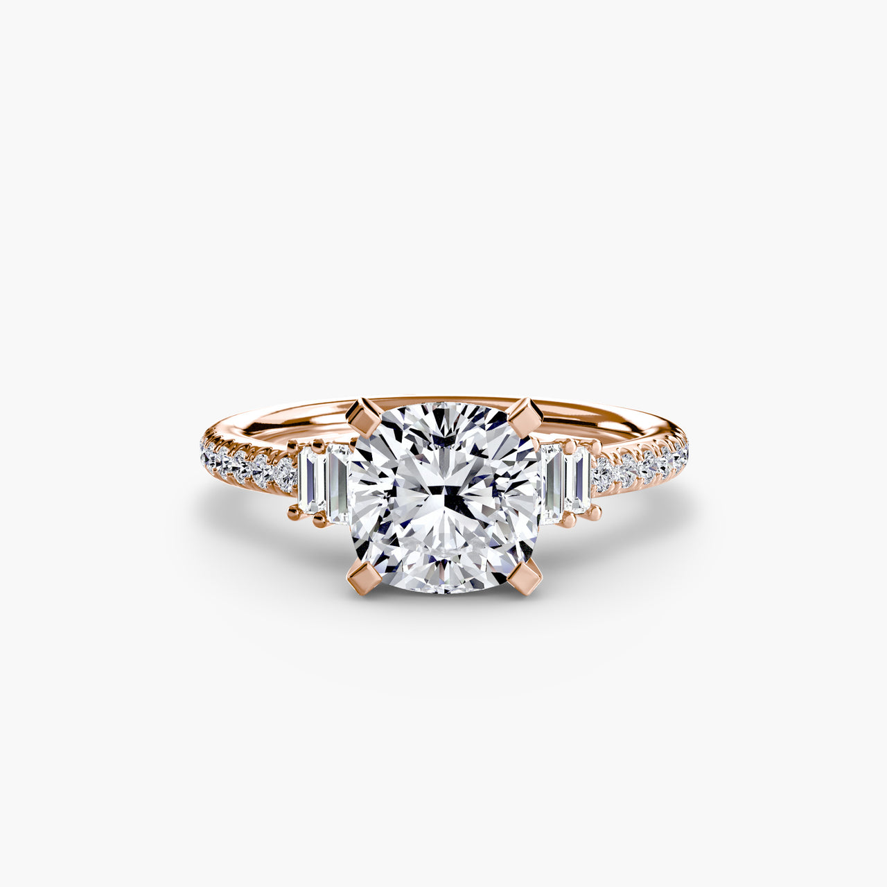14K Rose Gold / Cushion Solitaire with Pavé 4