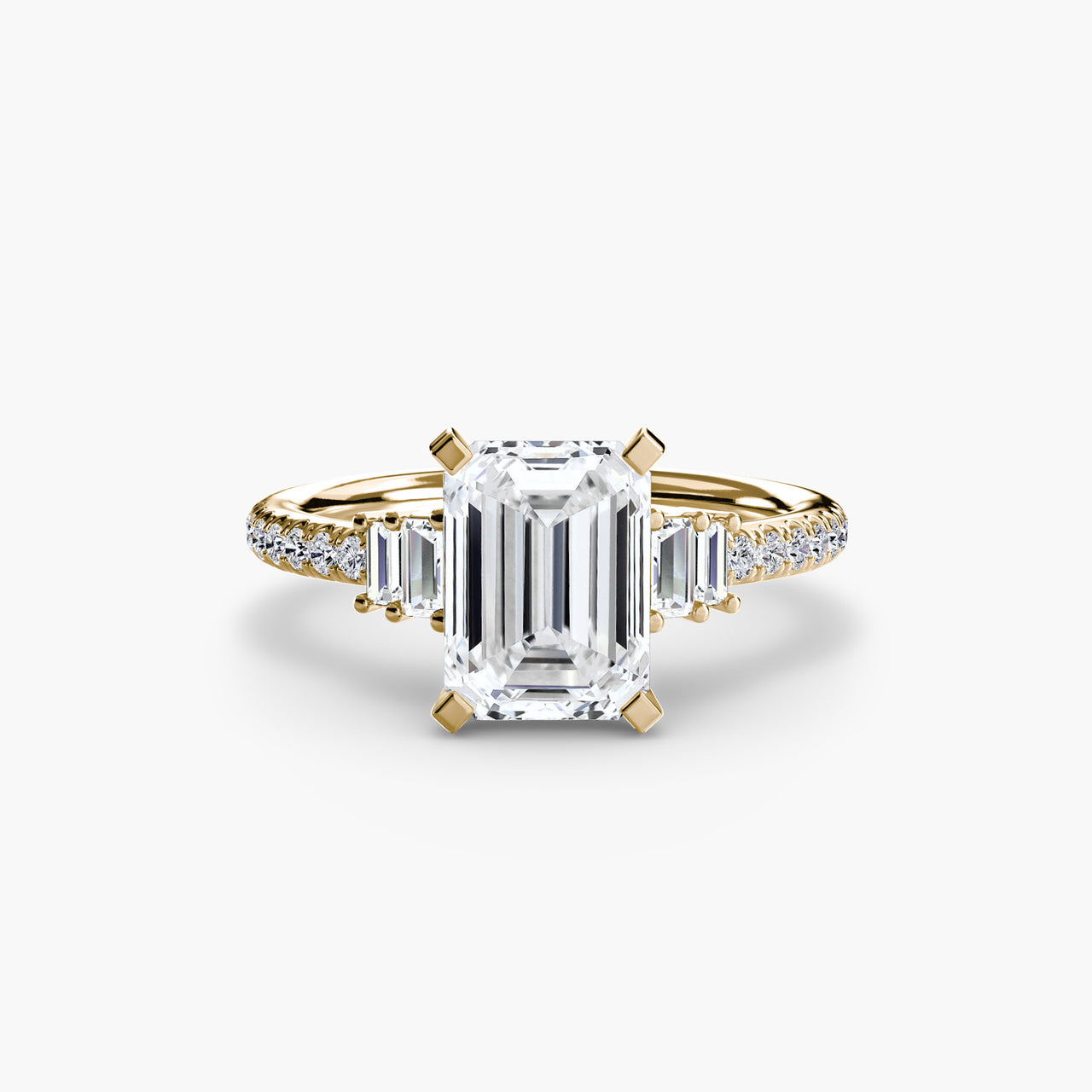 14K Yellow Gold / Emerald Solitaire with Pavé 4