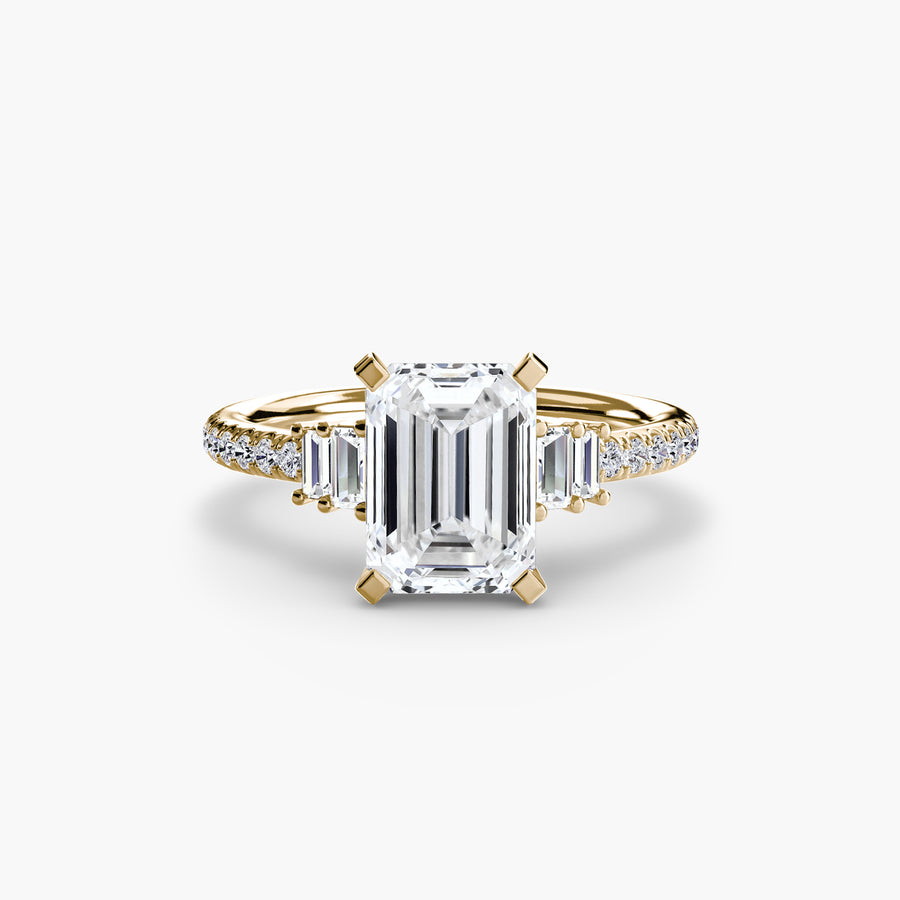 14K Yellow Gold / Emerald Solitaire with Pavé 4