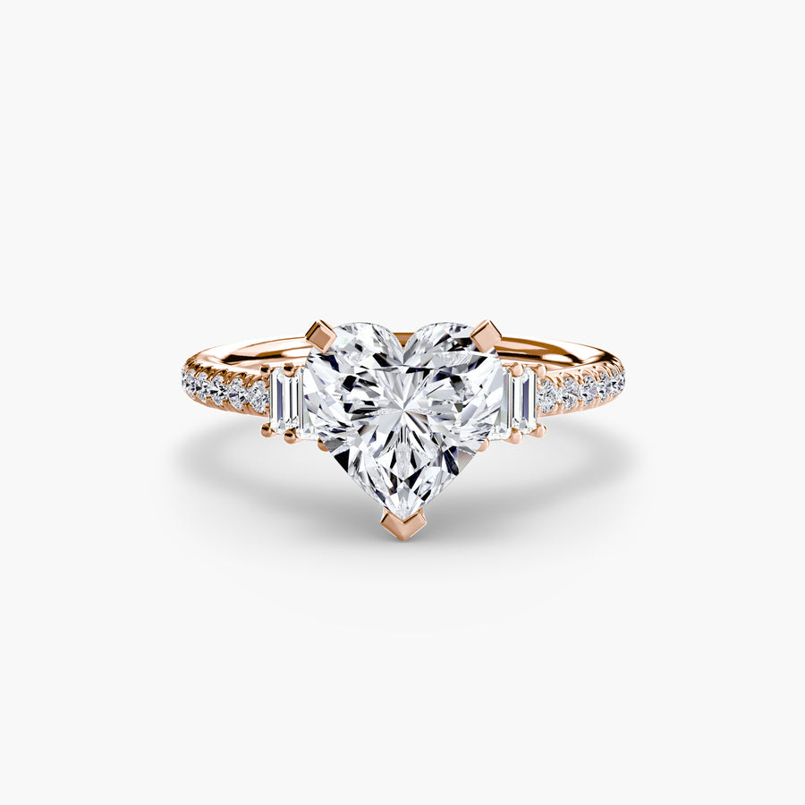 14K Rose Gold / Heart Solitaire with Pavé 4