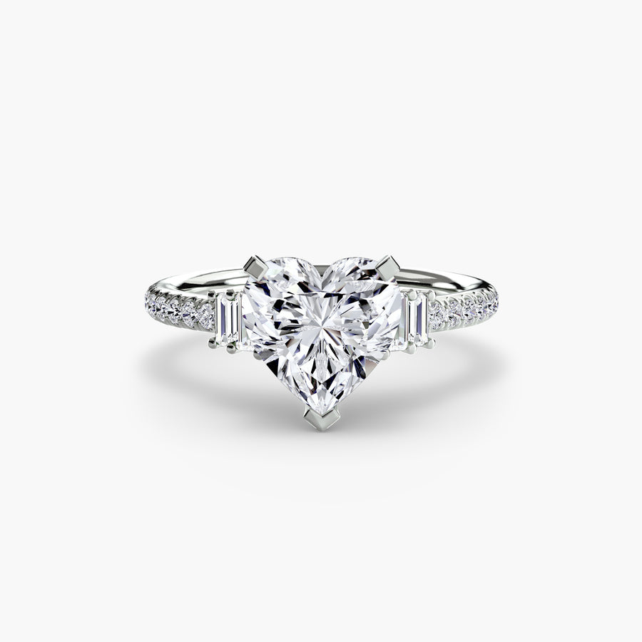 14K White Gold / Heart Solitaire with Pavé 4