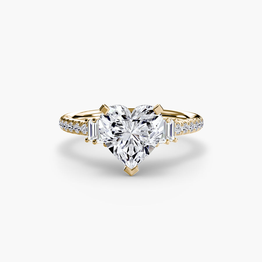 14K Yellow Gold / Heart Solitaire with Pavé 4
