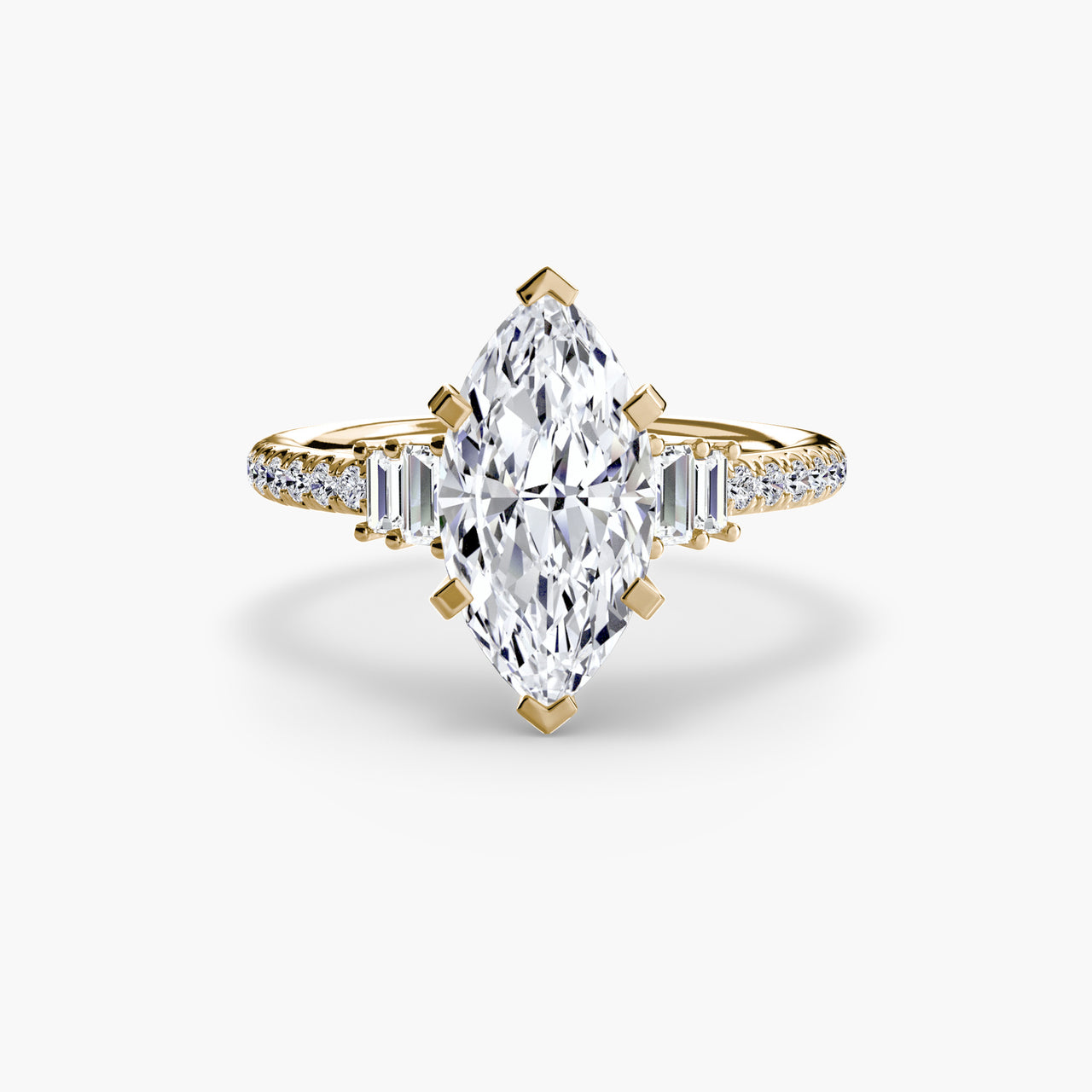 14K Yellow Gold / Marquise Solitaire with Pavé 4