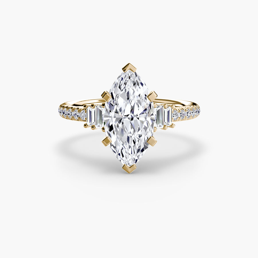 14K Yellow Gold / Marquise Solitaire with Pavé 4