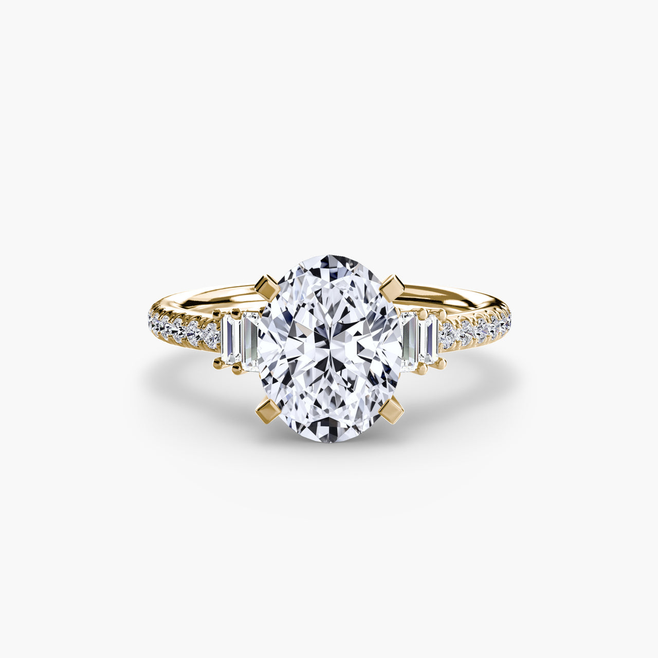 14K Yellow Gold / Oval Solitaire with Pavé 4