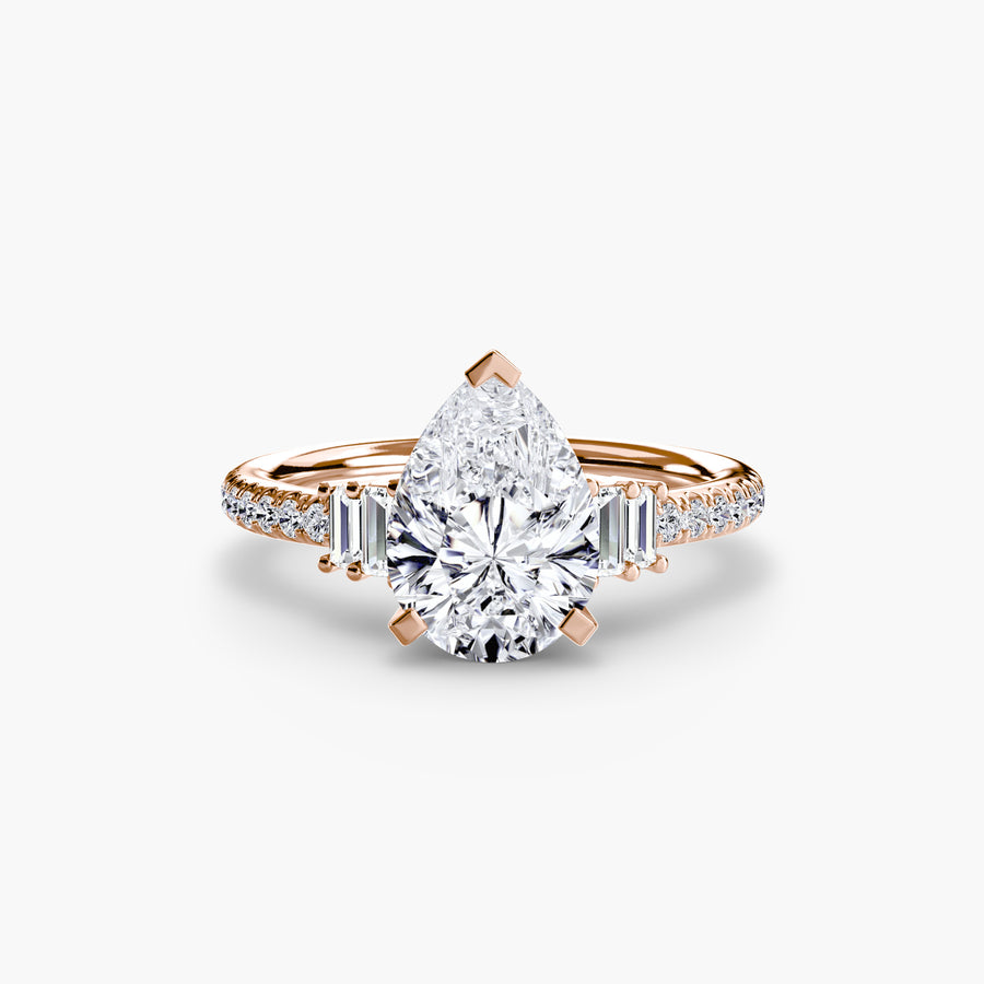 14K Rose Gold / Pear Solitaire with Pavé 4