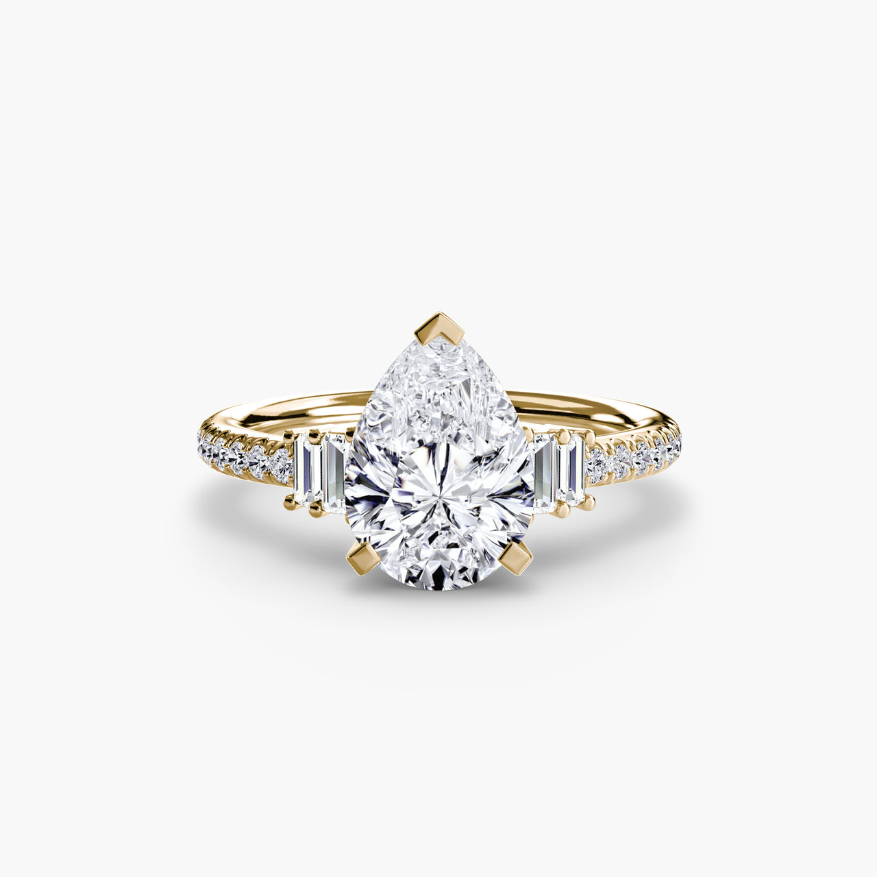 14K Yellow Gold / Pear Solitaire with Pavé 4