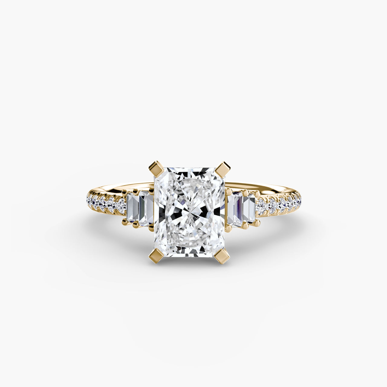 14K Yellow Gold / Radiant Solitaire with Pavé 4